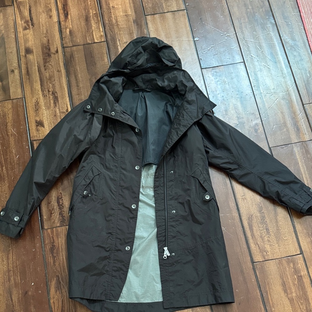 Nau Dark Brown Hooded Raincoat S